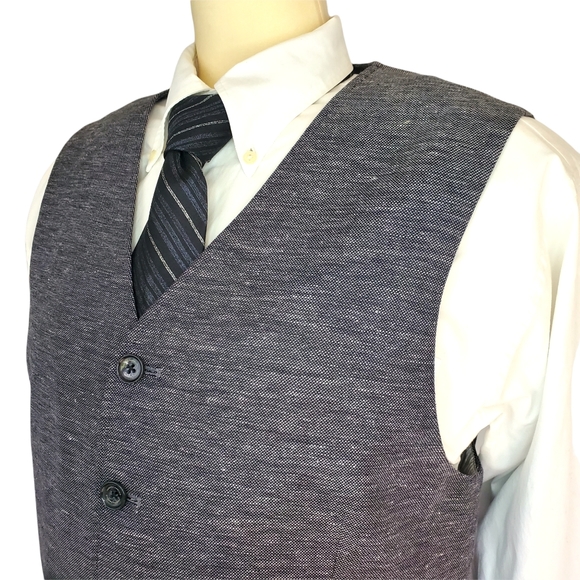 Joseph Abboud Linen Cotton Vest Men's Large Grey, Black, White - Picture 2 of 7
